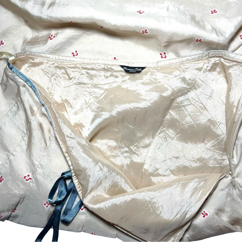 Massimo Dutti silk floral long  maxi skirt beige sz USA 10.  42/32 lined - Picture 7 of 11